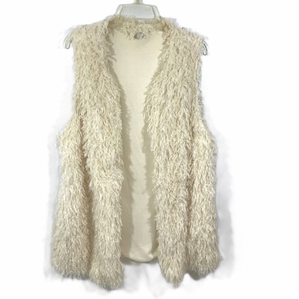 Est 1946 Open Front Vest Ivory Cream Shag L